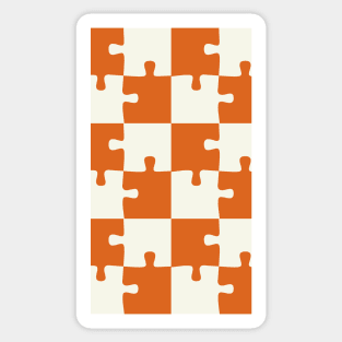 Cute Vintage Orange & White Puzzle Pattern Sticker